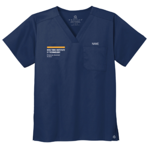 NYIT PA Studies Navy Embroidered V-Neck Scrub Top (OPTIONAL NAME EMBROIDERY)