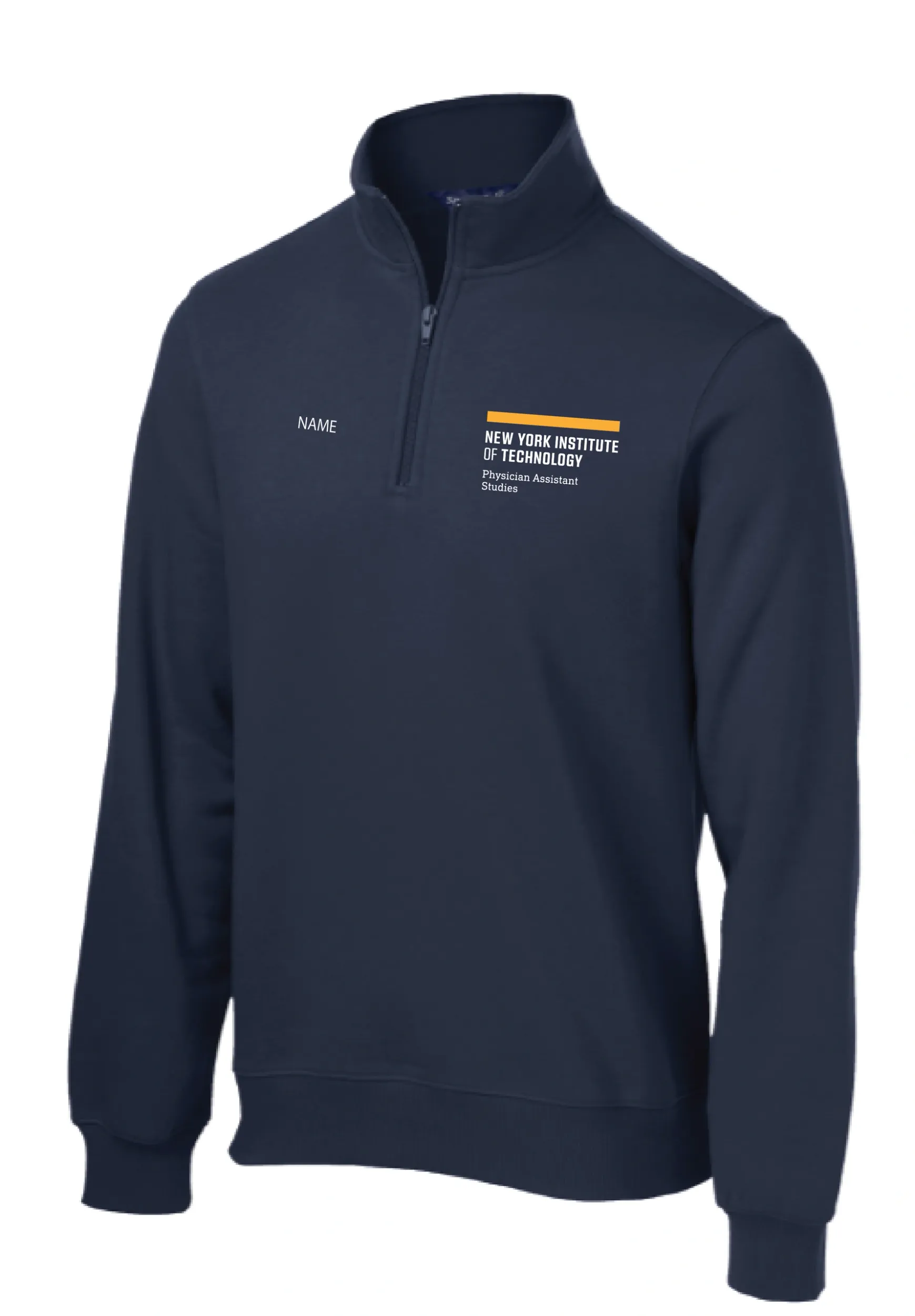 NYIT PA Studies Unisex 1/4 Zip Fleece Sweatshirt (Navy or Athletic Heather) (OPTIONAL NAME CUSTOMIZATION)